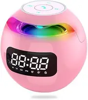 DUUKOA Alarm Clock Digital Clock Dual Alarm Clock with Colorful Lights Bluetooth Speaker FM Radio TF Card Calling handsfree USB Charging (Pink)