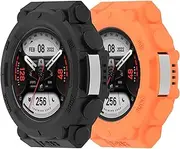 Case Intended for Amazfit T-Rex 2 Case Slim Fit Flexible Armour Protector Shock-Proof All-Around Protective Cover Bumper Shell (Black&Orange)