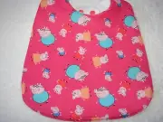 Peppa Pig Baby Bib Pink Cotton Front Towelling Back Handmade