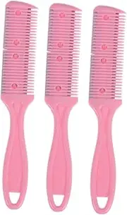 3Pcs Double Side Hair Cutter Comb Versatile Haircut Scissors Razor Trimmer for DIY Hair Styling for Long Short Hair Includes Plastic Comb Stainless Steel Razor