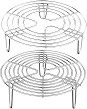 MAGICLULU 2pcs Stainless Steel Steaming Rack Round Cooking Rack Baking Steam Holder