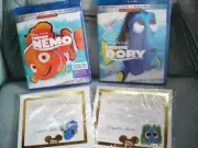 Disney/Pixar's FINDING NEMO & FINDING DORY Blu Ray + DVD -Plus- 2 VIP Dory Pins!