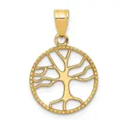 Real 14kt Yellow Gold Gold Polished Small Tree of Life in Round Pendant