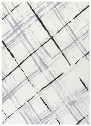 Softy Cream Blue Machine Washable Rug