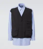 [Comme des Garcons Homme] Comme des Garçons Homme Layered striped cotton shirt UK 16 white