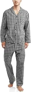 Hanes Men's Long Sleeve Plain Weave Pajama Set