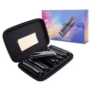 Blues Harmonica Set 7 Keys of C D E F G A Bb Adult Harp 10 Hole 20 Tones Diat...