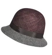 KANGOL Womens Dapper Felt & Straw Cloche Hat Wool K0817LX - Eggplant/Slate - S
