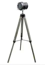 New Oriental Antique Tripod Floor Lamp with Steel Grey Head and Mesh