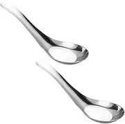 2pcs Tablespoon Asian Soup Spoon Desert Decor China Japandi Decor Chinese Sauce Chinese Serving Spoon Chinese Decor Spoons Ramen Noodle Spoon Chinese Style Toddler Stainless Steel