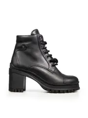 Black Lace Up Leather Combat Boots