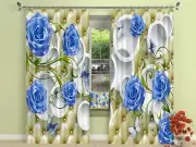 3D Blue Flower 571 Blockout Photo Curtain Print Curtains Drapes Fabric Window AU