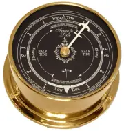Tide Clock - Brass with Blue Dial Made by Cape Cod Wind and Weather Instruments