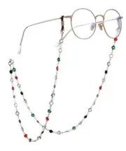 Fashion Colorful Eyeglass Chain Sunglass Strap Rose Gold With Black Rubber