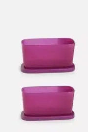 Tupperware Basic Bright Mini Rectangular Containers Set of 2 Purple NEW