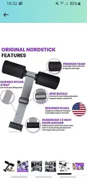 Nordic Hamstring Curl Strap - Adjustable Leg Curl Machine with Padded Ankle Bar