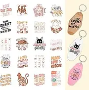 UV DTF Stickers for Motel Keychain-80 PCS Funny Cat UV DTF Wrap Stickers, Cat Quotes UV DTF Decals, Cute Rub on Transfers, Waterproof Cold Transfer Stickers for Hotel Blank Keychains