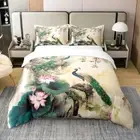 Wild Peacock Bedding Set Twin Size Japanese Style Comforter Cover for Boys