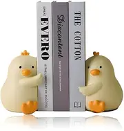Hug Duck Bookends, Cute Book Ends Decorative Bookends for Shelves, Creative Resin Boo1k Holders for Shelf Desk Home Office Decoration (Yellow)