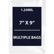 1.25Mil 7" X 9" | LDPE Clear Flat Poly Bags, Flexible & Durable | Multiple Bags