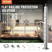 Cable Railing Post 36" x 2" x 2" Steel Horizontal Hole Deck Railing Post 10 Pre-Drilled Holes SUS304 Stainless Steel Cable Rail Post