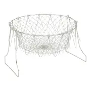 Deep Fry Chef Basket, 9 In Stainless Steel Extendable Foldable Strainer Colander