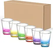 6 Pack Heavy Base Shot Glasses Set, 2 oz Colorful Shot Glass, Tequila Cups Small Glass, Shot Glass for Whiskey, Vodka, Espressos, Spirits & Liquors