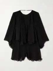 [SAINT LAURENT] SAINT LAURENT - Silk-crepe Playsuit - Black - FR 38 FR 38 Black