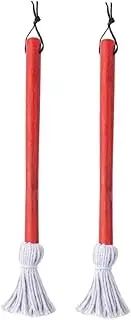 Yardenfun 2-Pack BBQ Sauce Basting Mops Cotton Wood Brush Set Sauce Mops for Cooking Oil Brush for BBQ Kitchen Tool