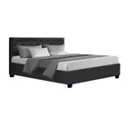 Queen Size Modern Bed Frame Upholstered Fabric Gas Lift Storage Tufted Headboard