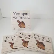 Happy Hanukkah "Thirstystone" Brand Coasters--Dreidel Theme--set of 4
