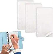 135 Sheets A6 Refill Paper, 3 Pack A6 Paper Checked Refillable Note Paper 6 Holes Refill Inserts Loose Note Paper A6 Refill Paper for Binder Notebook Diary Sketch Bullet Journal (White)