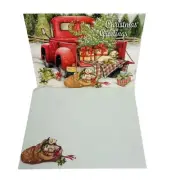 Christmas Delivery Greeting Card Susan Wright Truck Trees Labrador Puppy Single