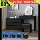 ALFORDSON Dressing Table Stool Set Makeup Mirror Desk LED 8 Drawers Black