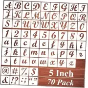 Alphabet Letter Stencils for Painting - 70 Pack Letters and Numbers 5 Inch