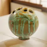 Beautiful Slab Built Moon Bud Vase Decorated In Our “Whacky Wombat” Glaze