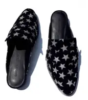 Rebecca Minkoff Flats WMNS 6 Mika Mules Black Slip On Stars Suede Celestial