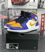 Nike Air Jordan 1 Mid Lakers Purple Yellow Taxi DQ8426-517 Men’s Size 10.5 NEW