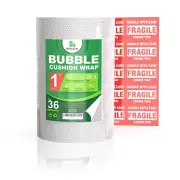 Perforated Bubble Cushioning Wrap Rolls for Packaging Shipping, 12"x36Ft