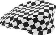[HORIALENCE] Checkered Print Chef Hat Breathable Unisex Beret for Kitchen and Restaurant Professionals Comfortable Adult Cooking Cap Reusable Food Service Hair Cover for Hotel and Use