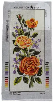 needlepoint Tapestry Gobelin Canvas Only 30x60 Cm Roses Rto