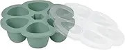 BEABA Multi-Portion Premium Grade Silicone, Extreme Thermal Resistance, Oven and Microwave, 6 Independent Cells, Airtight Lid, Made in Italy, 6 x 90 ml, Sage Green