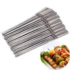 20x Stainless Steel Barbecue Metal Skewers Flat Needle BBQ Tool Kebab Stick 33cm