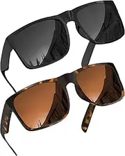 [grinderPUNCH] 2 Pack XL Polarized Big Wide Frame Large Head Fit Sunglasses for Sports Driving Fishing Glasses