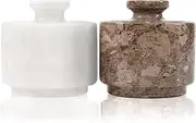 Stylish Marble Salt and Pepper Cellar White and Grey Oceanic 3.5 oz Salt Cellar, Salt Container and Tea Storage Box 3" X 3" Salt Holder with lid (White and Grey Oceanic)