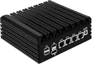 SJRC Fanless Mini PC i3 N355 (8C/8T, up to 3.9GHz), 2.5GbE Router Firewall Appliance 4 x i226V LAN Ports, DDR5 8GB RAM 256GB SSD Mini Computer 4K UHD, USB3.2, OPNsense/Win Support