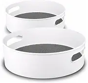 Semlos 2 Pack Lazy Susan Turntable for Cabinet - 9" & 12" Storage Containers Organizer, Non-Skid Susan Turntable Spice Rack, Lazy Susan Organizer for Kitchen, Cabinet, Pantry, Office, Bathroom