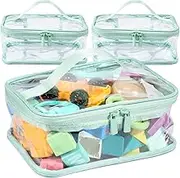 3 Pcs Clear PVC Toy Organizing Bags with Zipper and Handle Toy Storage Bags Waterproof Toy Bags Handheld Toy Storage Organizer Clear Travel Bags for Building Blocks Toys Books (Green)