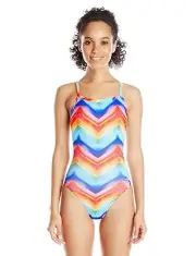 NWT Speedo Women's Pulse Flyback Performance One Piece Swimsuit, Multi, 28
