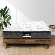 Giselle Bedding Mattress King Size Bed Mattresses Innerspring Foam 24cm Thickness, with Breathable Pillow Top and Soft Quilting Top, 5Yrs Warranty, Medium Firm, White + Greywith Vacuum Packed